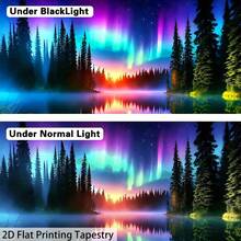 1pc Aurora Night Forest Lake Tapestry, Glow In The Dark Wall Decor Hanging Cloth Bed Headboard Background, Perfect For Living Room, Office Or Meditation Area - A - View 9