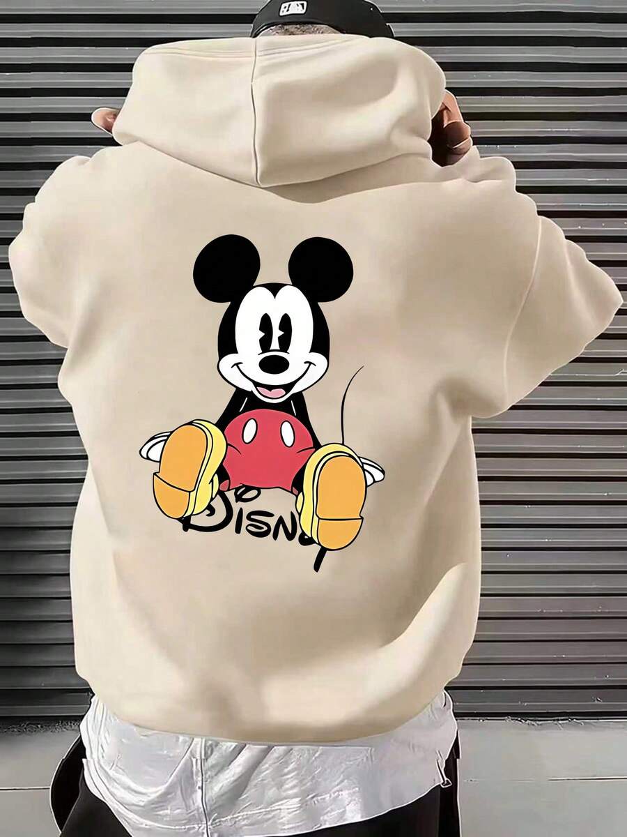 Disney Mickey Mouse Sitting Pose Graphic Hoodie, Featuring Classic Retro Print With Signature Logo, Ideal For Everyday Casual Streetwear And Timeless Cartoon Outfits - Màu be - Xem 1