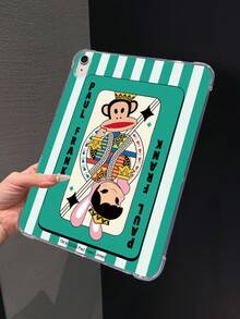官方授权 Paul Frank 透明平板电脑保护套，卡通猴子和兔子字母卡片绿色条纹图案，全新设计，适用于 iPad Air - 彩色 - 查看 4