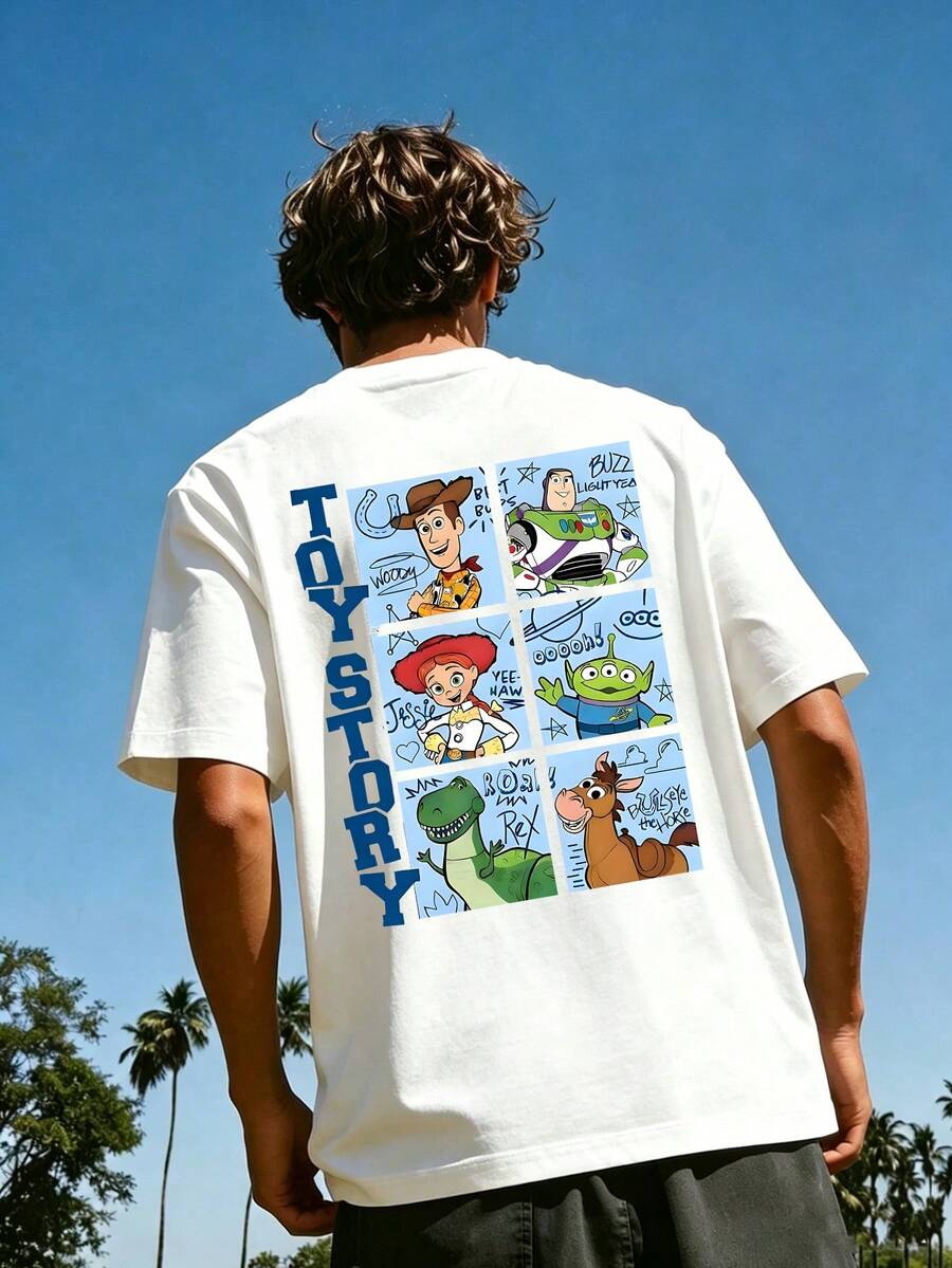 Disney Toy Story Squad Tee, Character Grid Print & "Toy Story" Text, Hand-Drawn Style, Unisex Fan Favorite Tee. - 白色 - 查看 1