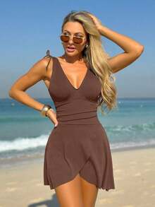 Swim Chiccia Falda ajustada y sexy para playa/natación y conjunto deportivo de mujer - Negro - Ver 9