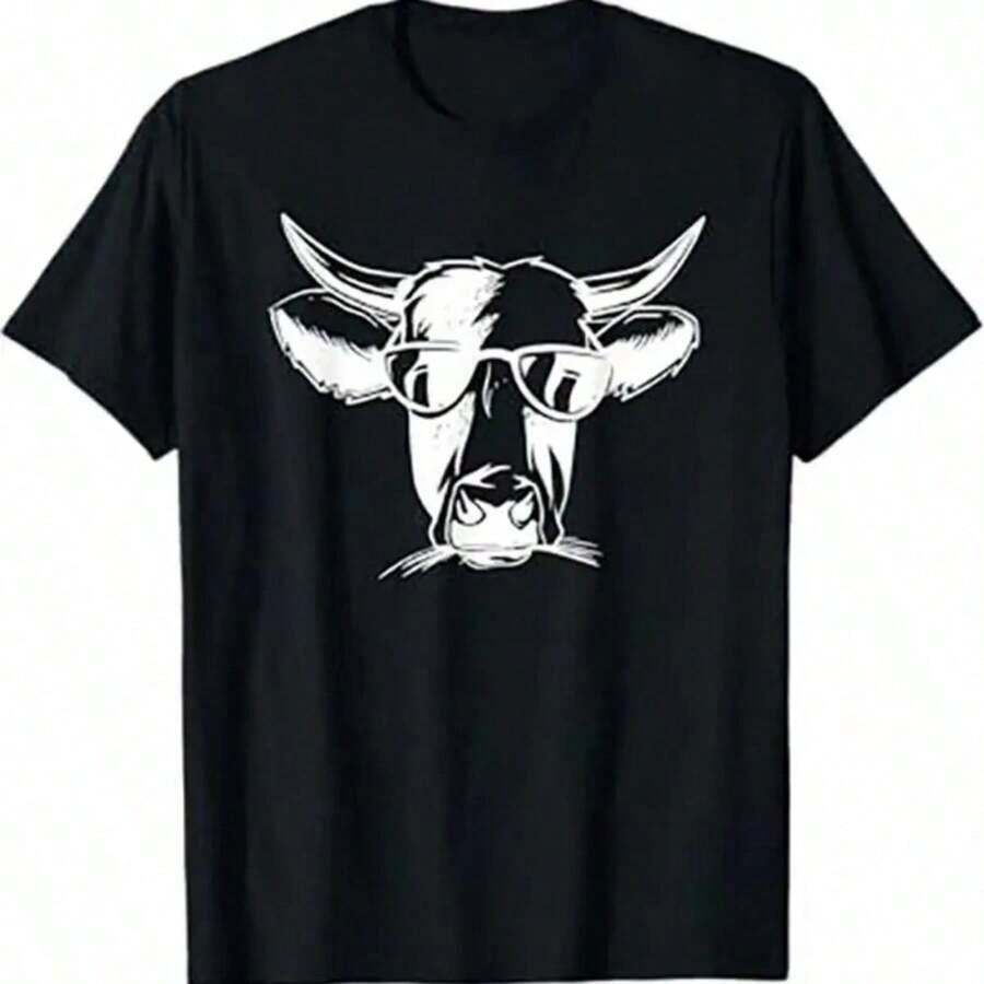 Matching Family Birthday T-Shirt For Girls And Boys With Cow Design - Black 8 - View 1