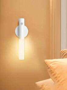 1pc Walnut Color Motion Sensor Wall Light, Smart PIR Sensor Night Light, USB Rechargeable 3-Color Magnetic Wall Lamp, Easy Installation & Portable, Wireless Design, Suitable For Hallway, Bedroom, Stairs, Cabinet, Bathroom - ABS Material - Multicolor - View 15