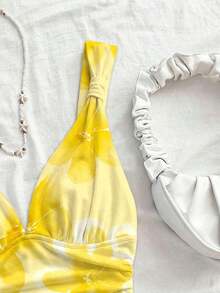Camiseta de mujer elegante para vacaciones, de tela de punto a lunares, con tirantes retorcidos y fruncidos, de ajuste ceñido, adecuada para vacaciones, citas, té de la tarde, playa, crucero, viaje a la ciudad, vacaciones en la isla, festival de música, vacaciones bohemias, se puede usar por dentro o por fuera - Multicolor 10 - Ver 6