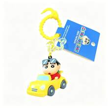 MINISO Cute 3D Shinchan Bag Charm With High-Detail PVC Figurine And Beaded Bracelet, Fun Cartoon Keyring For Backpack, Keys, Car Or Room Display, Multiple Styles Available - Red and Yellow - View 6