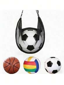 1 buah Tas Bola Tunggal Bergaya, Tas Bola Jaring, Tas Penyimpanan Bola Basket, Tas Sepak Bola, Tas Selempang Serut - Kantong Ponsel Terintegrasi, Kain Oxford Berkualitas Tinggi, Dapat Dicuci dengan Mesin, Abu-abu/Biru/Hitam, Cocok untuk Olahraga dan Penggunaan Sehari-hari - MultiWarna - View 5