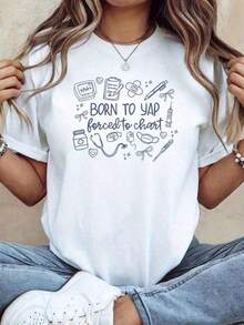 2026 New Cotton-shirtPlayera gráfica casual juvenil Nurse-Shirt: Una camiseta de manga corta con cuello redondo y estilo graffiti divertido, perfecta para primavera, verano y otoño, para trabajadores, hecha de material suave, con humor hospitalario, imprescindible para trabajadores esenciales. - Blanco - Ver 8