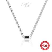 925 Silver Elegant Vintage Geometric Cubic Zirconia Pendant Necklace, Asymmetric Chain Design, Suitable For Daily, Party, Holiday, Gift - Silver - View 1
