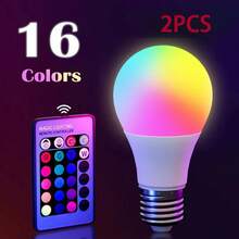 RGB Smart Bulb With 16 Adjustable Colors, E27 Screw Base, 220V, Floor Lamp With Remote Control For Color Changing, For Home Use, Ambient Light For Bedroom With 24 Key Dimming And Color Adjustment. - 2pc - View 12