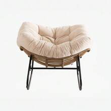 Rocking Chair, Chenille Upholstered Accent Chair, Modern Rocking Chair For Children's Room, Living Room, Bedroom, Apartment - Beige - View 12