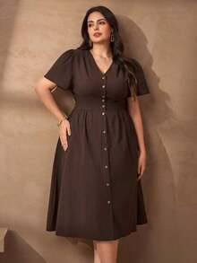 Chikora Vestido casual de oficina con cuello en V de lino para mujer de talla grande, vestido con botones Zanzea de talla grande para mujer, vestido de talla grande, vestido con botones de talla grande para mujer, ropa de talla grande para mujer, vestido de verano, vestido de primavera, vestido de festival, vestido de Pascua, vestido elegante, vestido de fiesta elegante, vestido de playa, vestido de invitada de boda para mujer, vestido de fiesta de boda, vestido de dama de honor, vestido de graduación, atuendo de graduación para madre, vestido casual, vestido de vacaciones, vestido de fiesta, vestido formal, vestido floral, vestido morado fluido de talla grande para mujer - Café integral - Ver 6