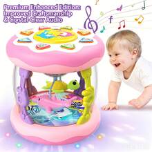 Multi-Function Interactive Baby Hand Drum Toy With Music & Lights, Rotating Ocean Animal Spinning Toy, Early Learning Sensory Development Toy For Toddlers 1-3 Years,Baby Crawling Toy / Toddler Interactive Toy / Birthday Gift For 1 Year Old / Baby Shower Gift - Multicolor - View 3