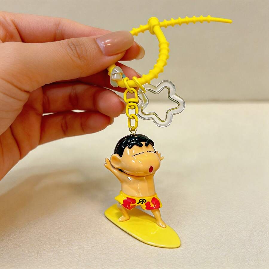 MINISO Crayon Shin-Chan Keychain Cartoon Pendant For Bag, Car, Home Decor, Cute Collectible Fun Accessories, Multiple Styles Available - Yellow - View 1