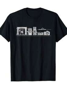 Camiseta Divertida de Fotografía, Camiseta Evolución de la Cámara para Hombres y Mujeres - 220g - Negro - Ver 6