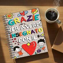 1pc A5 "Grazie Per Avermi Insegnato Con Il Cuore" Notebook, Italian Teacher Thank You Journal For Back To School,Notebook,Teacher Supplies,A5 Notebook,Study,School Stuff,Planner,Note Pads,Sketch Book - Colorful Graffiti - View 4