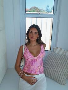 Women Tank Tops & Camis - 粉色 - 查看 4