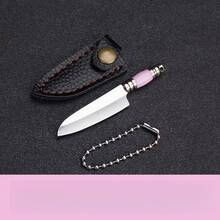 Color Wood Handle Straight Mini Utility Cutter, Portable Keychain Pendant For Parcel Unboxing And Daily Craft Cutting - White Copper: Pink Handle Kitchen Knife - View 5