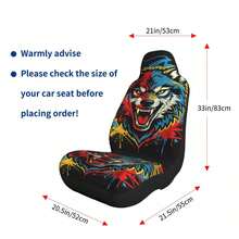1pc Creative Colorful Wolf Head Print Car Seat Cover, Breathable Mesh Fabric, Soft & Comfortable, Suitable For Summer, Decorative Car Interior Accessory, Unisex Car Seat Cover, Fit For Sedan, SUV And Van - Multicolor - View 6