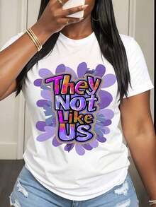 Women's Short-Sleeved T-Shirt With Colorful Floral Print, Casual Style, Streetwear, Fashion Top, Summer Set, Graphic Tee. - 白色 - 查看 6