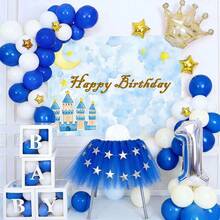 31pcs/Set Royal Blue And White Latex Balloons, 10 Inch With Ribbons, For Birthday, Graduation, Anniversary, Wedding, Bridal Shower, Party Decorations - Set - View 7
