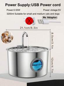 3.2升不锈钢猫咪饮水器，超静音猫碗，狗狗饮水碗，宠物饮水器，可机洗 - 彩色 - 查看 10