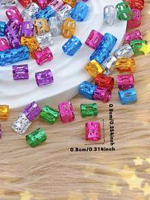 Conjunto de 100 acessórios de cabelo estilo hip hop em cores sortidas, perfeitos para tranças e scrunchies. Presilhas de metal ajustáveis, ideais para penteados com tranças. - Multicolorido - Ver 7