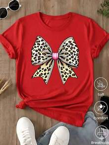 Unisex Casual One-Piece T-Shirt! The Women's Version Features A Classic Black Base With A Leopard And Lion Print, Offering A Retro-Chic And Versatile Style. Effortlessly Create A Casual Urban Look, Suitable For Everyday Wear, Vacations, And Leisure Activities. - 紅色的..... - 查看 1