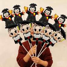 10pcs Graduation Boy & Girl Mini Foil Balloon Set, Indoor & Outdoor Graduation Party Decorative Balloons - View 1