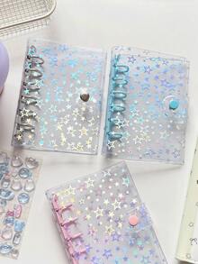 1pc A7 Transparent Single Ring Binder Notebook, Sticker Book, Transparent Single Ring Soft Leather Loose-Leaf Handbook, PP Transparent Inner Pages Refill, Portable Sticker Book, Large Capacity, Sticker Storage Book, DIY Handbook, Scrapbook, Notebook, Planner, Suitable For Student Back To School Supplies, Office Supplies, Geek Activities, Etc. - Sets - View 10