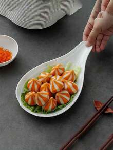 INS风格大勺盘，商用火锅餐具，带把手可沥水虾饺备料盘，小零食盘 - 查看 2