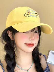 1顶猫咪字母刺绣棒球帽，宽帽檐，适合圆脸，日常及户外佩戴皆宜。 - 彩色 - 查看 12