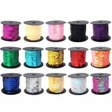 Pita Payet Warna-warni 100 Yard/Gulungan, Pita Payet Bulat Datar Mengkilap - Payet Berkilau Laser, Cocok untuk Jahitan Pita DIY, Aksesoris Pakaian, Kerajinan Putri Duyung, Dekorasi Kemasan Hadiah, Dekorasi Liburan - payet - View 8