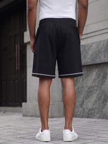 Quần short Bermuda thể thao dáng rộng, phối màu tương phản, thoáng khí, thích hợp cho bé trai và thanh thiếu niên, thích hợp mặc ngoài trời. - màu đen - Xem 8