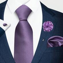AlanKing 4-Piece Set: Solid Color Necktie, Pocket Square, Cufflinks And Lapel Pin, Suitable For Formal Business, Wedding Ceremonies, And Casual Outfits - Color Mixing - View 15