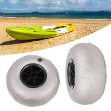 Beach Balloon Wheels, 9" Balloon Wheels Beach Cart Tires, 2 Pack 9" Inflatable Replacement Sand Tires, Replacement Big Sand Wheels For Beach Buggy, Kayak Trolley, Canoe Dolly, Rolling Walker - Silver-gray - View 4