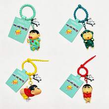 MINISO 3D PVC Crayon Shinchan Keychain With Colorful Beads And Cute Cartoon Figure, Fun And Durable Design For Bag, Car, Or Home Decoration, Collectible Gift, Multiple Styles Available - Red - View 5