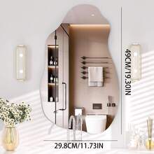 Miroir mural asymétrique, autocollant de miroir acrylique sans cadre asymétrique, convient pour le salon, l'entrée, le couloir, la salle de bain, la chambre à coucher, décoration murale à fixer au mur - Autocollant miroir irrégulier - Voir 11