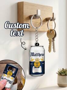 1pc Abridor de garrafa de cerveja personalizado com chaveiro, chaveiro de acrílico personalizado como presente para o pai, presente do Dia do Pai, ideia de presente para amantes de cerveja, abridor de cerveja para churrasco/festa no quintal, presente divertido para homens, amigos, pai, lembrança em forma de lata de cerveja - Multicolorido - Ver 1
