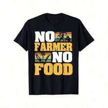Camiseta Gráfica para Hombre "Sin Agricultura No Hay Comida" - Camiseta Negra con Estampado Agrícola Amarillo Intenso (Tractor, Trigo, Cultivos) - Camiseta Ligera para Uso Diario para Agricultores, Ganaderos, Apoyadores de la Agricultura - Ropa Casual Lavable a Máquina, Ropa para Todas las Temporadas, Cuello Redondo Clásico, Tela Resistente, Ropa de Ganadero, Prenda de Impacto, Construcción Robusta, Camiseta Estampada, Ropa para Trabajadores al Aire Libre - Negro - Ver 1