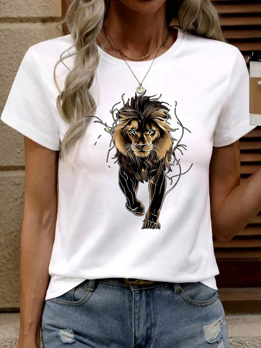 Camiseta casual creativa para mujer - Blanco - Ver 1