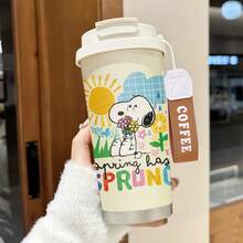 Miniso Cốc giữ nhiệt bằng thép không gỉ cách nhiệt hình Snoopy trong phim Peanuts, có dây đeo cổ tay, nắp lật chống rò rỉ, vòi uống kiêm ống hút, cốc du lịch dùng được cả nóng và lạnh. - Nhiều màu - Xem 8