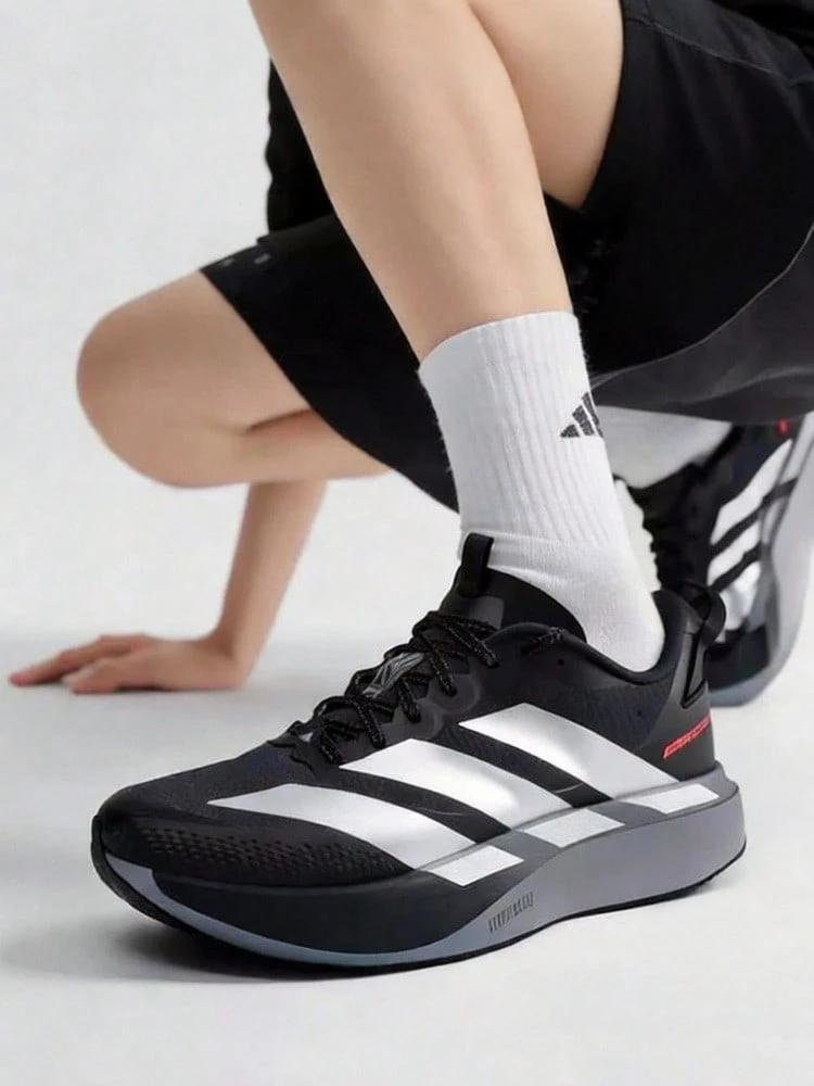 adidas Adizero Evo SL ATR 舒適百搭防滑耐磨回彈網布貼合支撐經典跑步鞋男款黑白 - 黑與白 - 查看 1