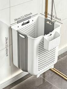 Foldable Desk Laundry Hamper - Wall-Mounted Bathroom Basket, Suitable For Laundries And Home Bathrooms, Featuring A Design. Serves As Bathroom Storage, Is Easy To Use, Keeps Items Tidy, Saves Space And Boasts A Minimalist Style. - Multiple Specifications - View 3