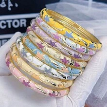 1 chiếc vòng tay tráng men hoa mạ vàng phong cách Bohemian thời trang mới, phù hợp cho phụ nữ và trẻ em gái (Do tráng men, màu sắc có thể thay đổi đôi chút dưới ánh sáng khác nhau) - vòng tay hoa nhỏ - Xem 9