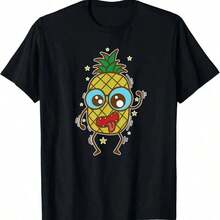 Camiseta Tropical con Estampado de Piña - Negro 9 - Ver 6