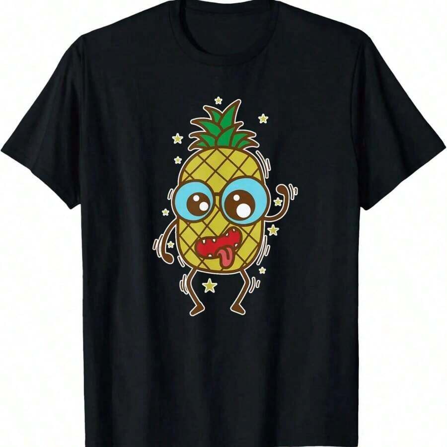 Camiseta Tropical con Estampado de Piña - Negro 5 - Ver 1