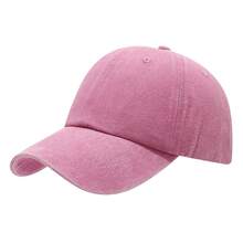 1pc Fashion Solid Color Minimalist Soft Crown Washed Retro Spring/Summer Portable Baseball Cap - A - View 3