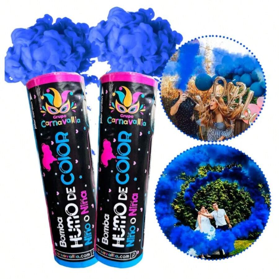 Blue Smoke Bomb Gender Reveal Powder Baby Shower 2pcs - View 1