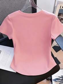 Blusa casual para mujer, camiseta deportiva de manga corta a la moda - camiseta rosa con estampado de calaveras y rosas en estilo romántico oscuro, top casual cómodo y fácil de combinar con cuello redondo, mezcla de poliéster de manga corta adecuada para todas las estaciones, disponible en múltiples colores, perfecta para reuniones familiares, regalos festivos y salidas diarias para mostrar tu calidez y encanto, un artículo imprescindible, playeras de mujer algodón. - Blanco - Ver 9