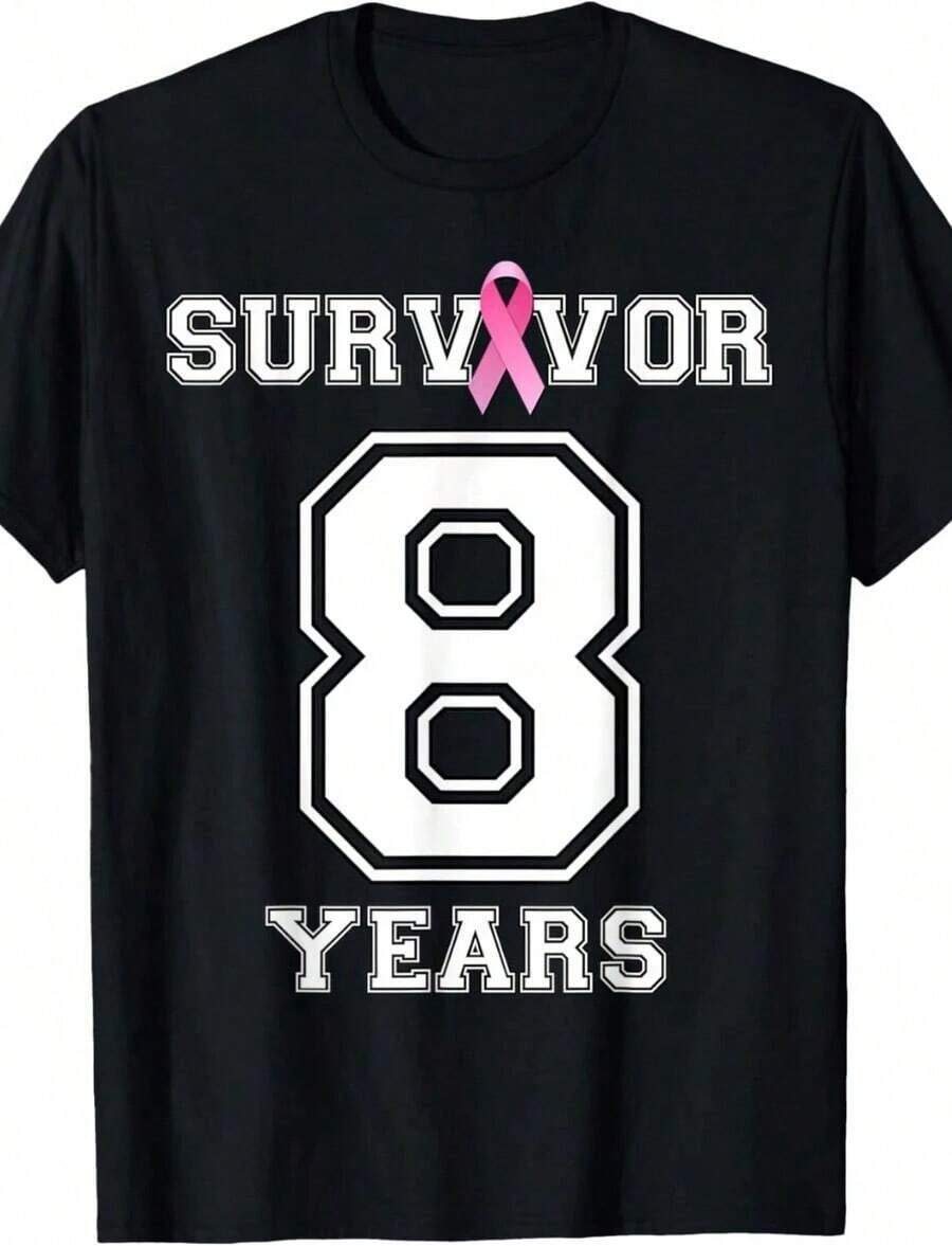 Camiseta para Mujeres Sobrevivientes del Cáncer de Mama (5 Años Libres de Enfermedad) Transpirable y cómoda - Negro 8 - Ver 1